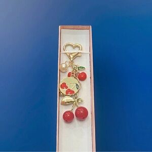 Cherry Heart Rhinestone Key Chain/Bag Charm